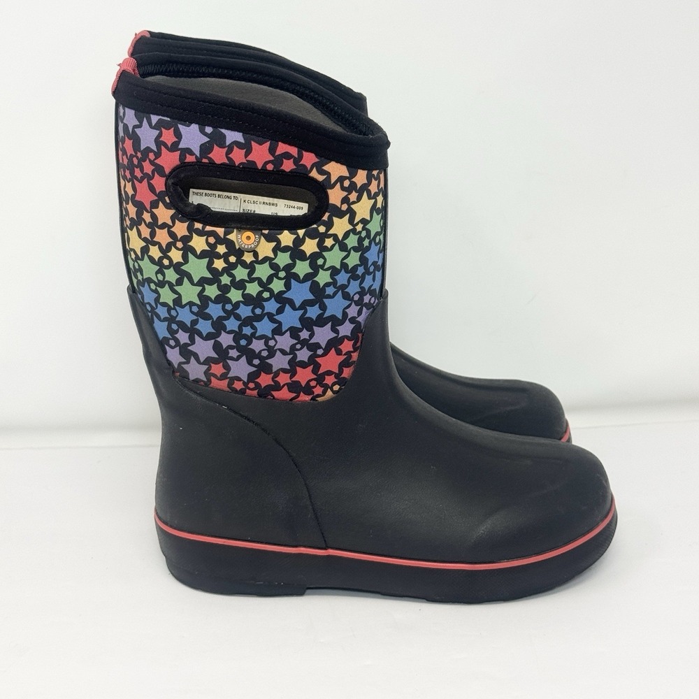 BOGS Youth Classic II Boot - Rainbow Stars Size 5 Waterproof Handles